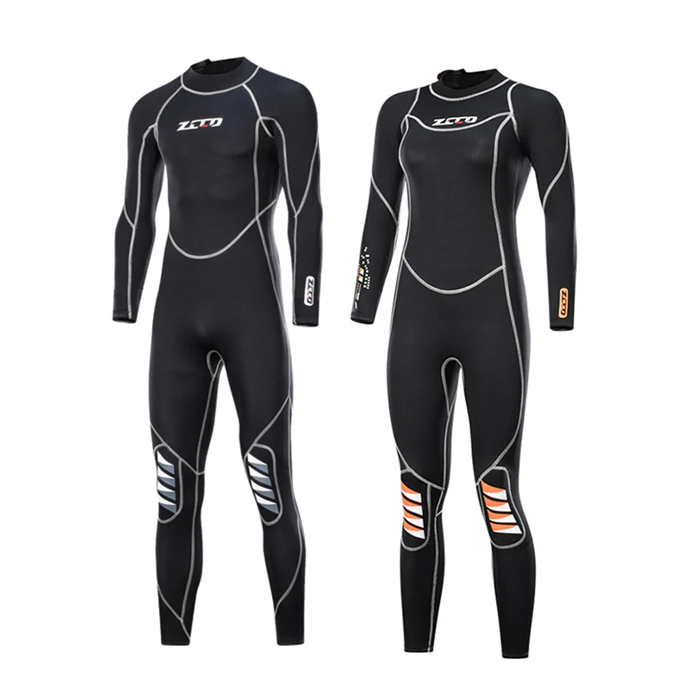 Fashion 3MM Neoprene Wetsuit Men's And Women's One-Piece Long-Sleeved Stitching Warm Water Sports Snorkeling Surfing Wetsuit