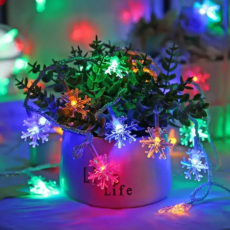 

HMTX 1pc, Snowflake Lights Christmas Decorations, Hanging String Light Decor For Holiday Xmas Indoor Outdoor Party Supplies