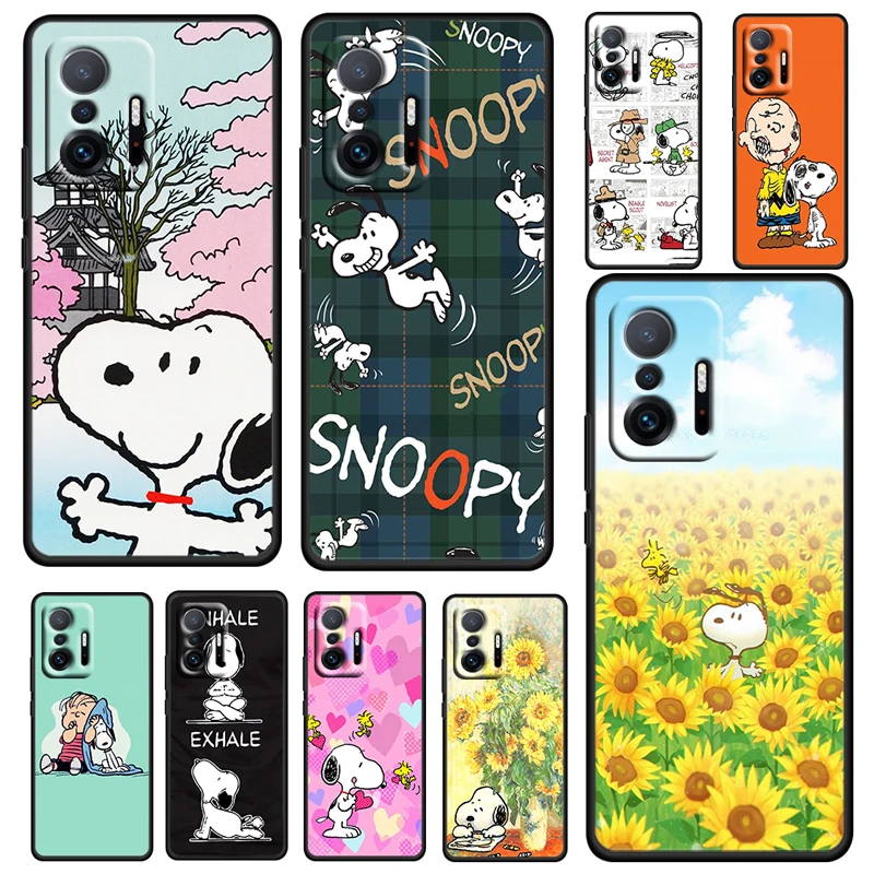 

Charlie Snoopy Friends For Xiaomi 11 11T 10T Note 10 Mi 9T Ultra Pro Lite Soft Silicone Black Phone Case Funda Coque Capa