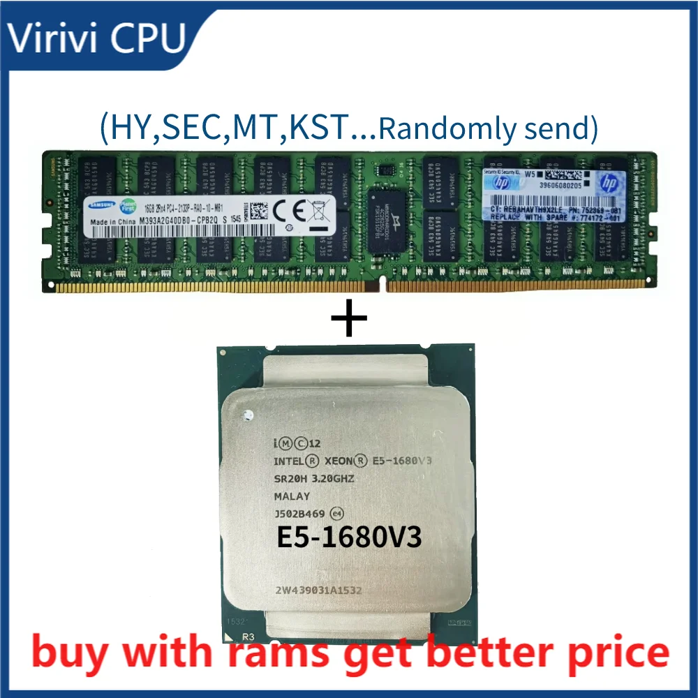 

DDR4 16G 2133Mhz with Original E5-1680V3 CPU 3.20GHz 20M 8-CORES 22NM LGA2011-3 140W E5 1680V3 Processor E5 1680 V3
