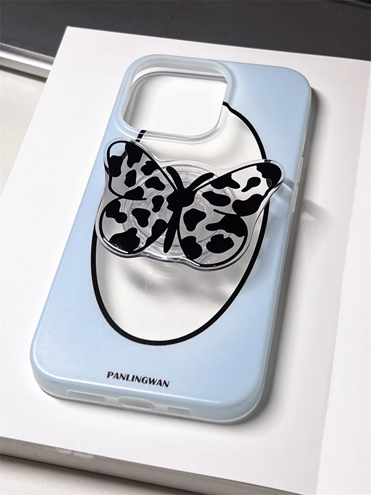 Cute Black Butterfly Flower Phone Grip Tok Griptok Korea Holder Ring For iPhone Samsung Accessories Lovely Phone Stand Holder