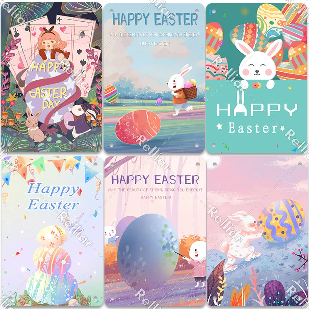 Пасхальный винтажный оловянный плакат кролик рекламные стены напоминание