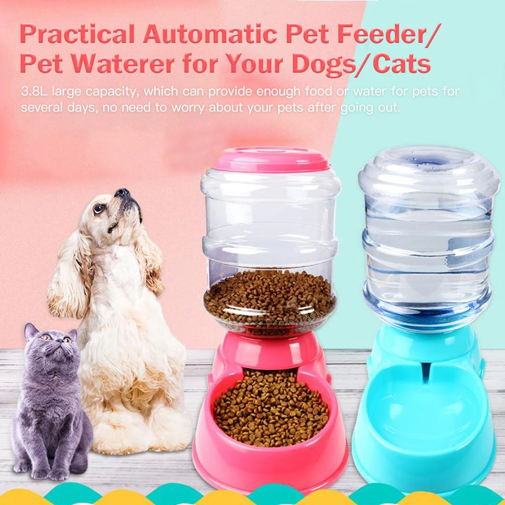 3.8L Pet Feeding Dogs Water Drinker Automatic Water Food Dispenser Feeder Drinking Pets Bowl for Cats Feeding Watering Supplies