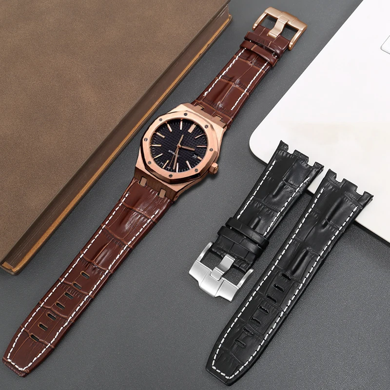 Genuine Leather watch Strap For AP  15703 Royal Oak Offshore Series 28mm Black Brown Blue Watchbands accessories men