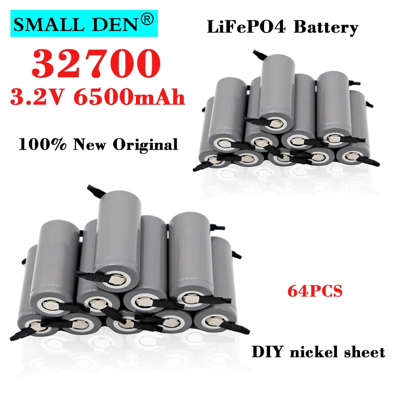 

Аккумуляторные батареи LiFePO4 высокой мощности, 3,2 В, 32700, 6500 мАч, 35 А, 64 шт. + никелевый лист