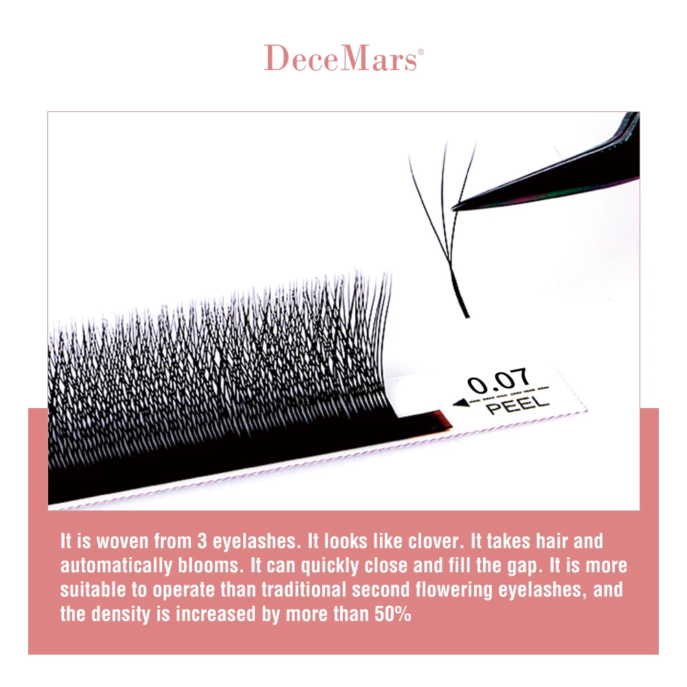 3D W-образные ресницы DeceMars для наращивания 3 наконечника C/D DD Curl