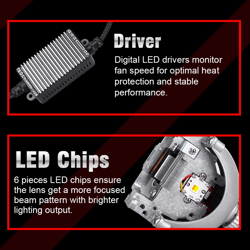 3 0 дюйма Bi LED прожектор объектив 35000LM 4300K 4800K 6000K H4 H7 9005 9006 HB3 HB4 светодиодный V Драйвер