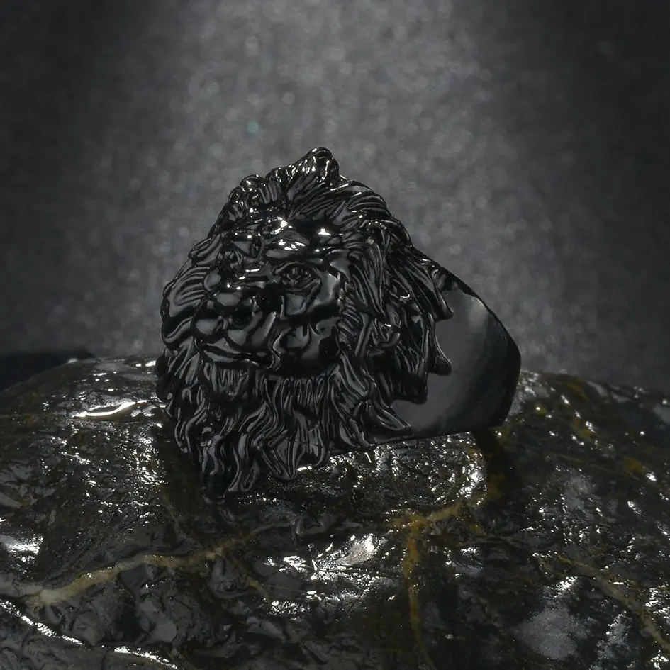 Мужское ретро вечернее геометрическое креативное властное кольцо с черным