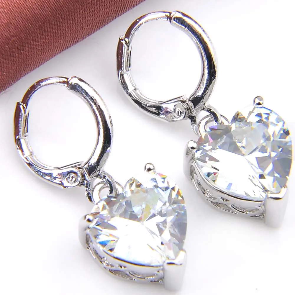 Фото Серебряные серьги-подвески Luckyshine Classic с ониксом, морганитом, перидотом, гранатом, белым, розовым и синим топазом №1