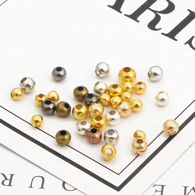 

2 3 4 5 6mm Gold Plated Metal Beads Round Iron Beads Spacer Loose Beads for Jewelry Bracelets Necklace Making DIY Accessories