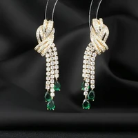 summer romance tassel long water drop bow earrings womens fashion bowknot sweet party jewelry luxurious gift