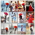 5D алмазная живопись влюбленных под красным зонтом полный квадратныйкруглый стразы портрет женское украшение для дома