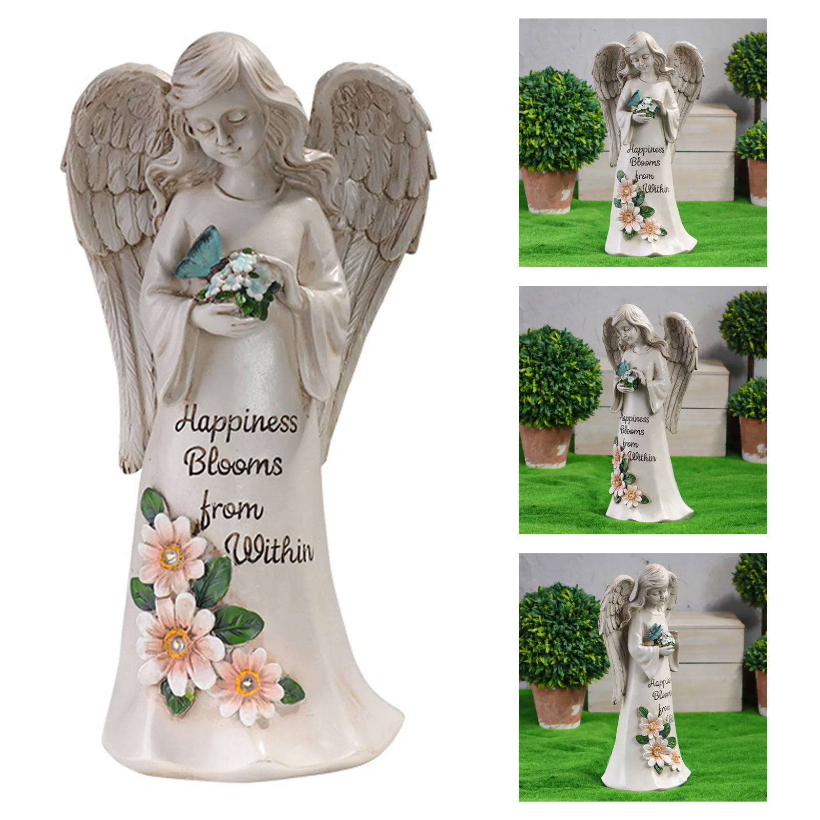 

Angel Statues Sculptures Decor Angel Figurine with Solar Led Lights for Yard Patio Lawn Backyard Desktop