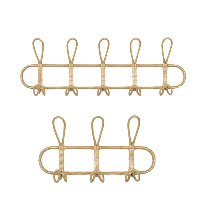 

10 Pack Rattan Wall Hooks Kids And Adult Garments Organizer Rack Clothes Hat Hanging Hook Rattan Hanger Home Room Decor
