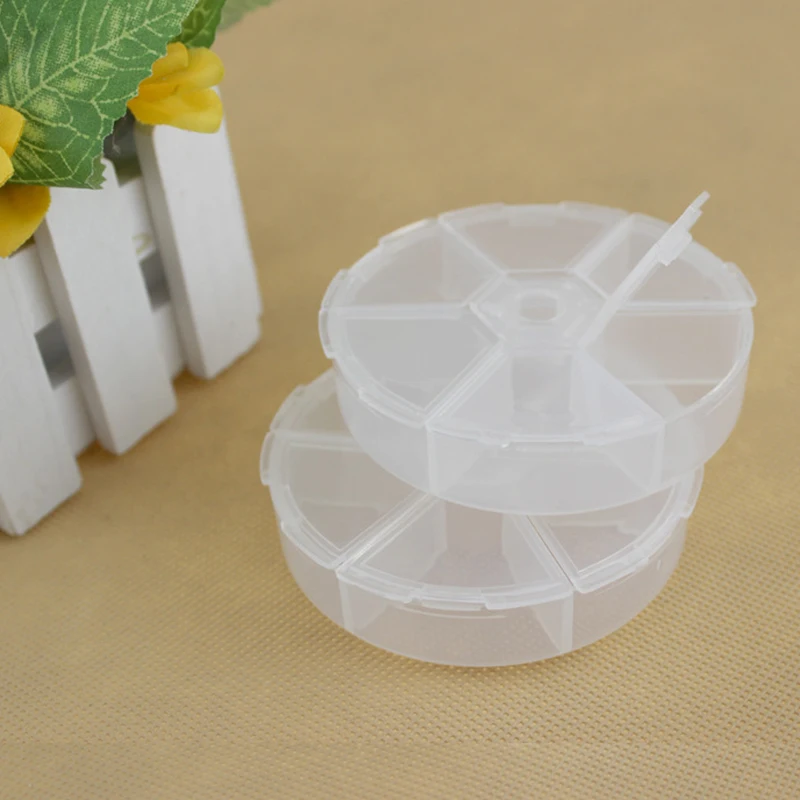 

Mini Box Round 6 Grid Clear Plastic Jewelry Storage Case Container Packaging Box for Earrings Rings Beads Collecting Small Items