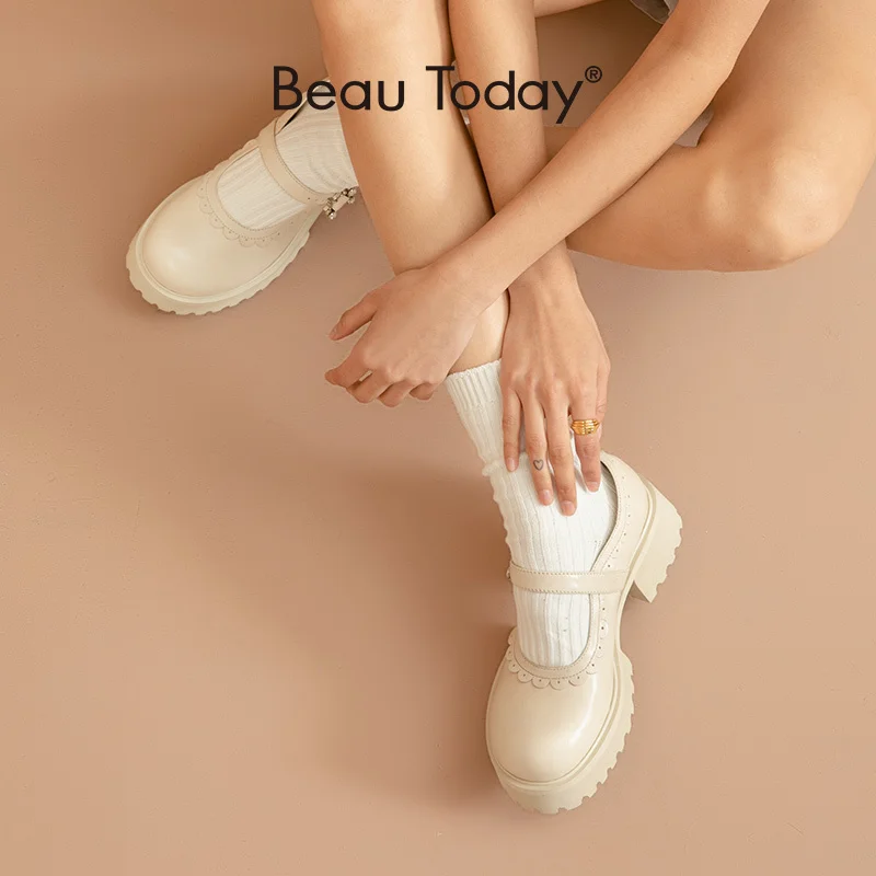 

Lita Shoes Platform Women Cow Leather Round Toe Metal Buckle Straps Petal JK Style Girl Shoes Handmade 26523