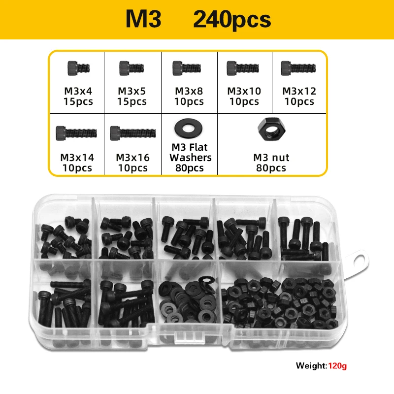 

Черные метрические винты с шестигранной головкой, плоские шайбы, комбинированный набор гаек M2.5 M3 M4 M5 12,9 из легированной стали для автомобилей и строительства