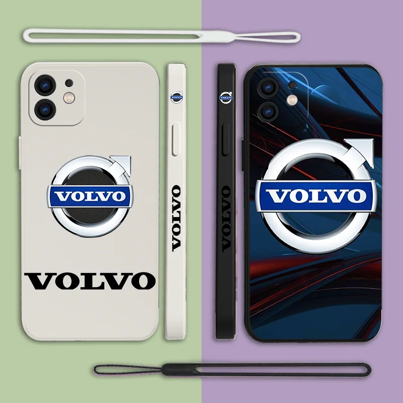 

Volvo Car Phone Case For Samsung Galaxy S23 S22 S21 S20 Ultra Plus FE S10 Note 20 Plus With Lanyard Cover