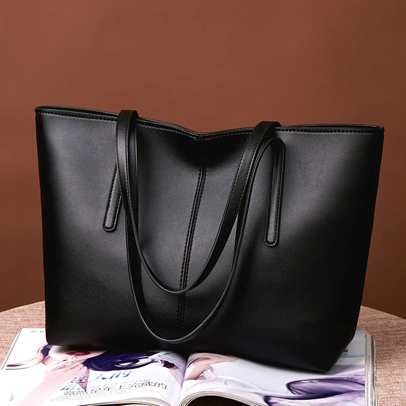 

2022 New Women's Bags Large Capacity Tote Handbags Solid PU Leather Shoulder Bag Fashion Simple Ladies Crossbody Bags