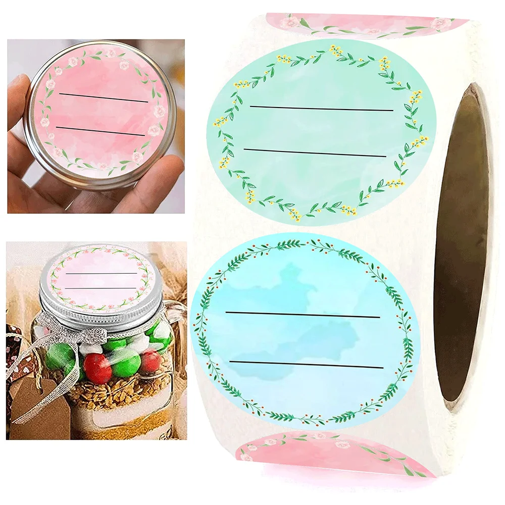 

500pcs Canned Can Label Sticker 2inch Round Flower Mason Can Lid Spice Bottle Label Spice Party Label Food Sticker