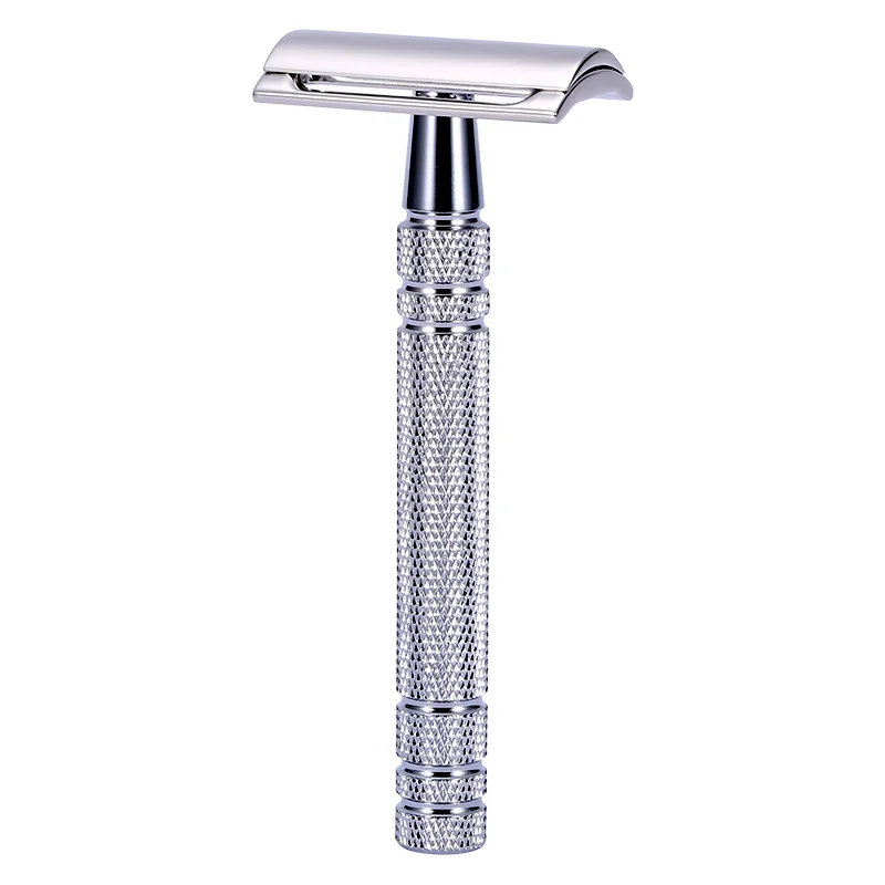 CNC 316L Stainless Steel Razor Head Brass Mesh Non-slip Handle Men's Double Edge Manual Safety Razor