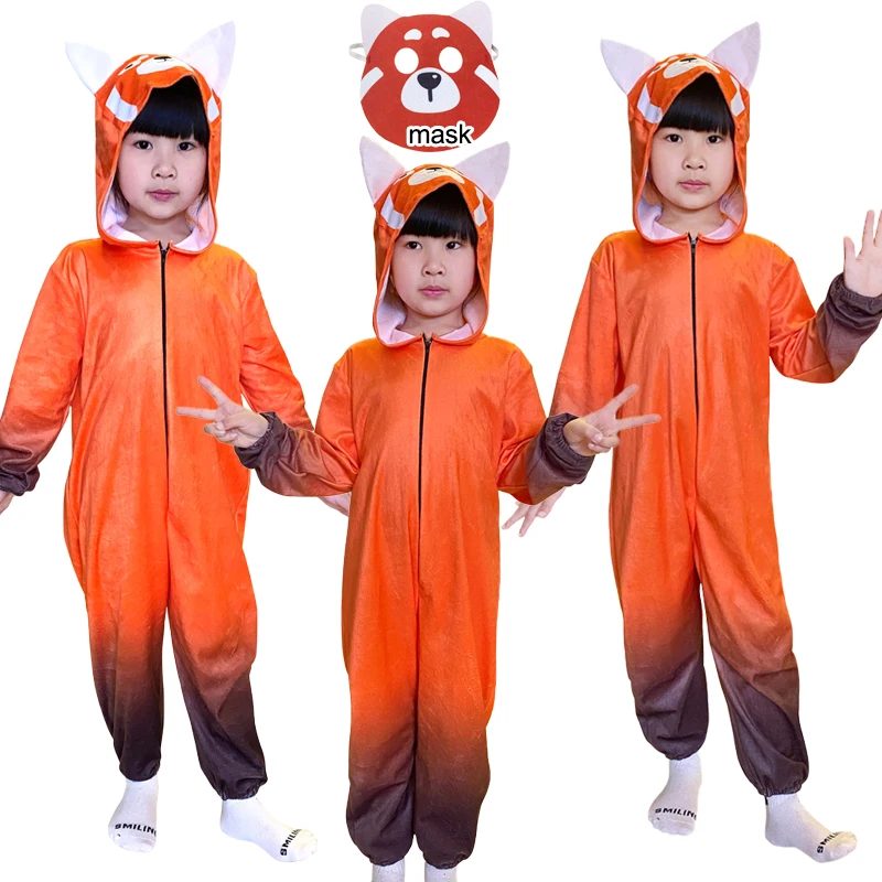 

Красный костюм для косплея, красный панда, Meilin Osplay, костюмы Zentai, Плюшевый комбинезон с животными на Хэллоуин, карнавал для детей