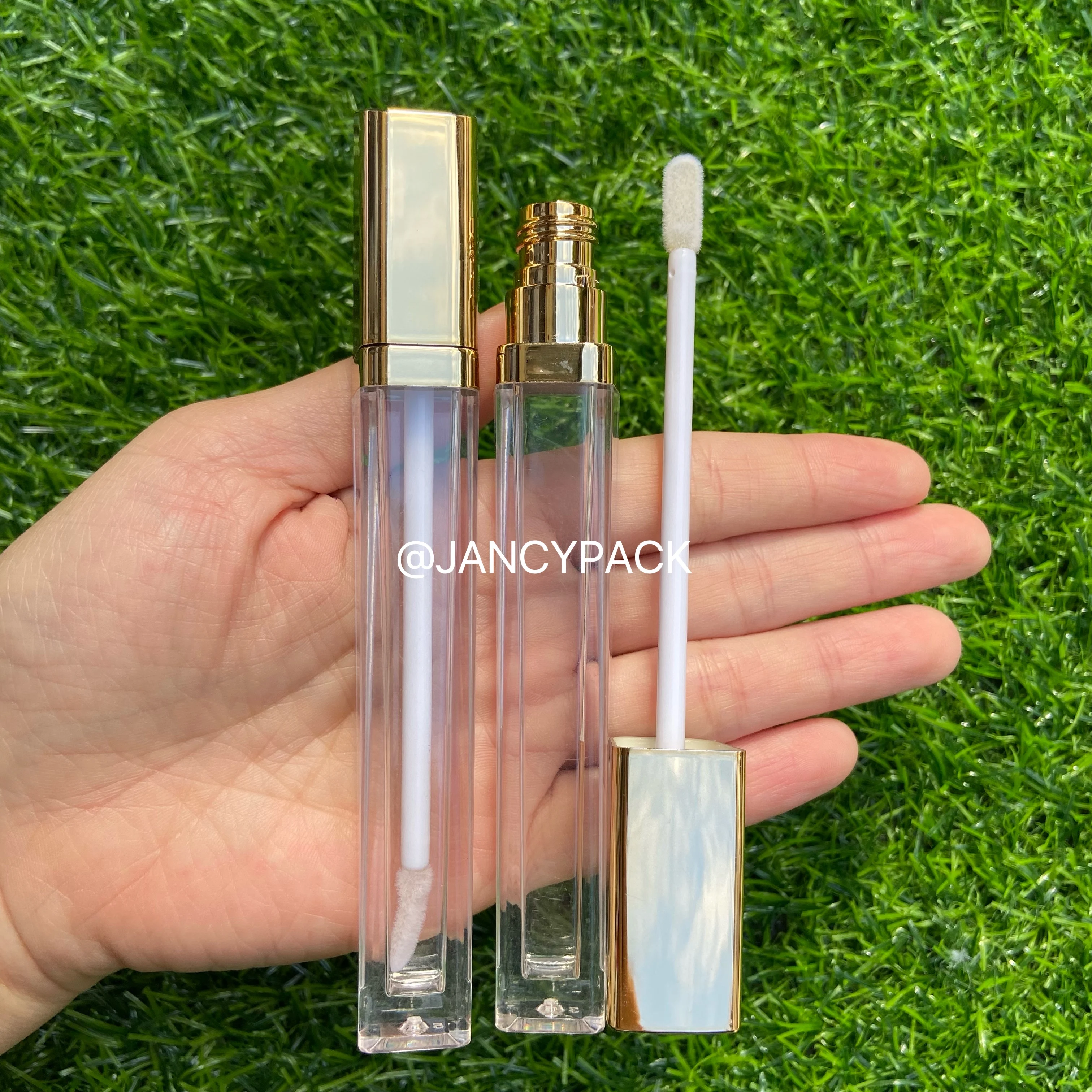 

Glitter Gold Luxury Square Lip Gloss Tube Elegant Liquid Lipstick Container DIY Lipstick Tube Lip Glaze Containers Cosmetic