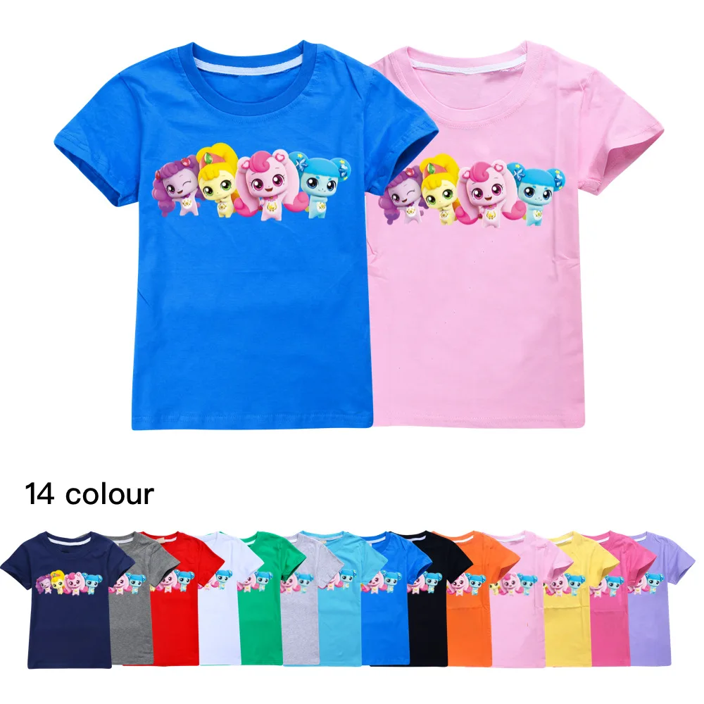 

2022 Детская Хлопковая футболка с изображением морского зверя, футболка для мальчиков с мультяшным принтом, Детская футболка, летняя 3D футболка с коротким рукавом для девочек