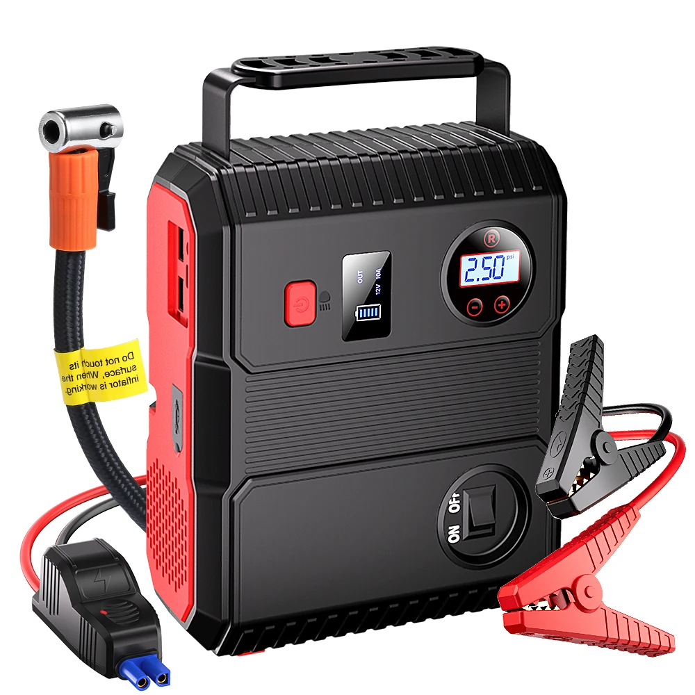 Lithium Portable Inflator 24000Mah Multi Function Heavy Charger Car Portable Jump Starter With Air Compressor