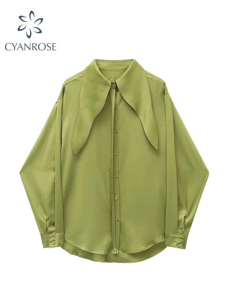 

2022 Women Shirts Fashion Long Sleeve Peter Pan Collar Office Ladies Shirt Female Korean Vintage Streetwear Casual Loose Blouses