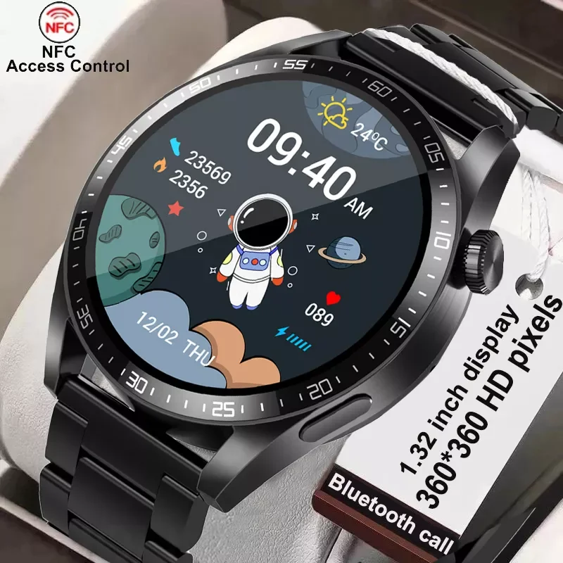 

2022 New NFC Bluetooth Call Smart Watch Men 1.32" 360*360HD Pixel Display Screen Sport Fitness Tracker Waterproof Men Smart