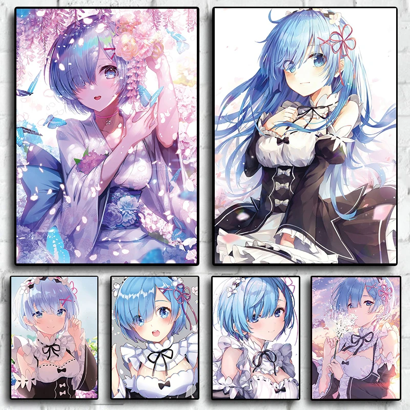 Rem Rezero Мультфильм Аниме Комикс персонажи современное искусство домашний Декор стены картины для гостиной Холст Картина постеры подарок