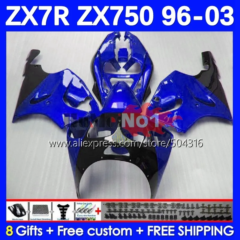 

Body Kit For KAWASAKI NINJA ZX 7R 7 R ZX-750 182MC.62 ZX750 CC ZX-7R ZX7R 96 97 98 99 00 01 02 03 1996 2003 Fairing blue glossy