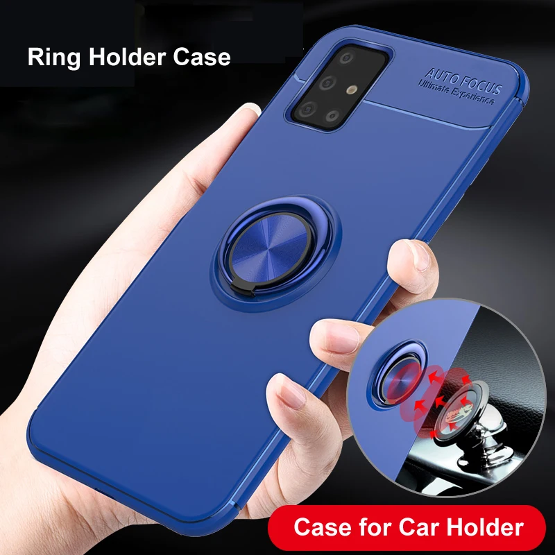 

for Samsung Galaxy A53 A73 A33 A13 A12 A52S A72 A51 A71 A70 A50 5G S20 FE A22 A32 Case Magnet Car Holder Finger Ring Matte Cover