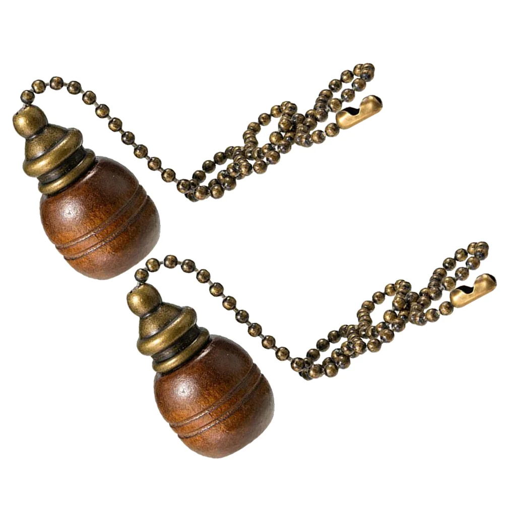 

2pcs Retro Wooden Fan Light Chain Ceiling Light Hanging Adornment Decor