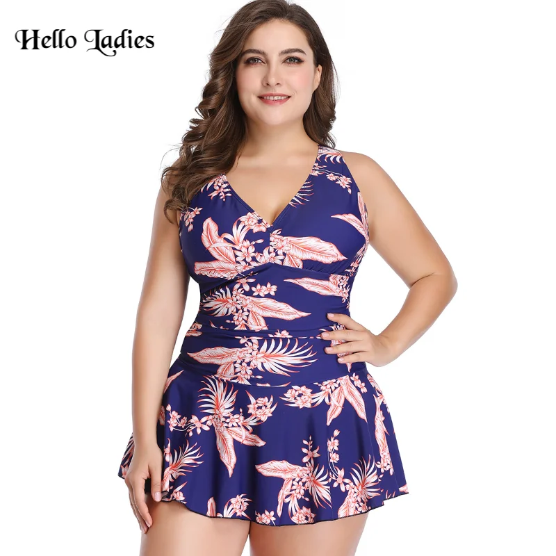 

Женский высокоэластичный купальник, скрывающий живот, Однотонная юбка с принтом, размеры до 5XL