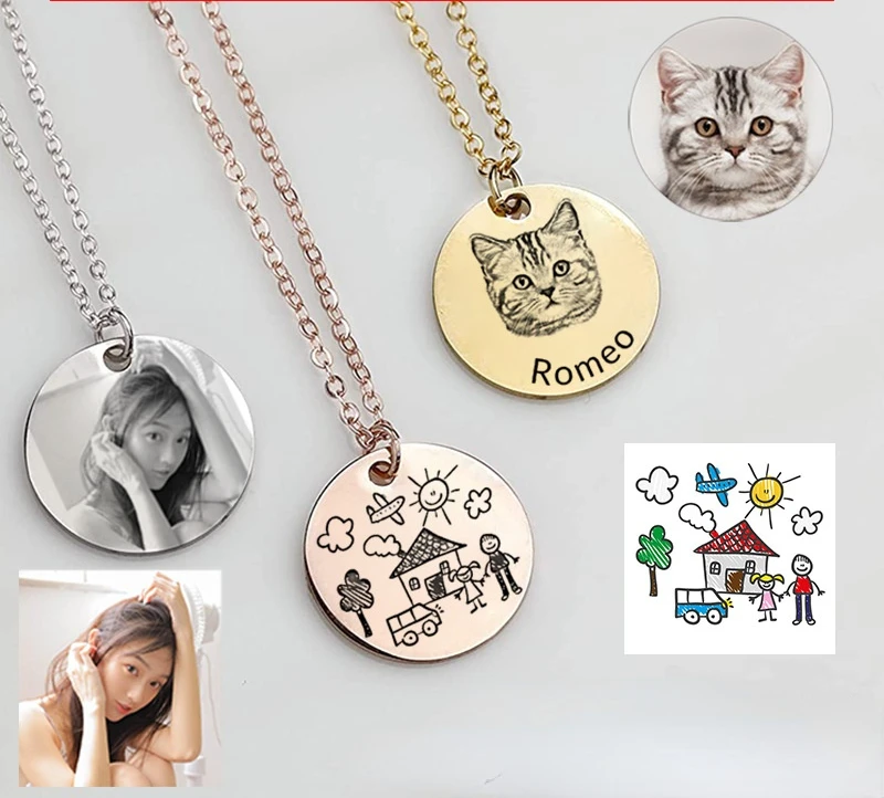

Ожерелье с именем для фото животных на заказ, персонализированное ожерелье с памятью собаки из нержавеющей стали, фотосессия, подарок для л...