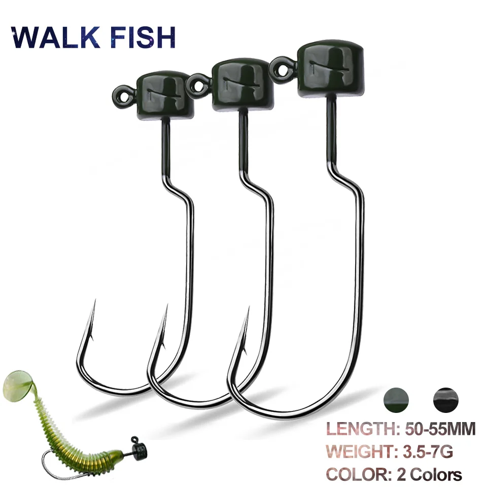 

WALK FISH 5 шт./партия, рыболовный крючок с головкой для джиггинга 3. Искусственная искусственная Мягкая приманка для червя 7 г, крючок с зазубренной головкой из высокоуглеродистой стали для форели и окуня