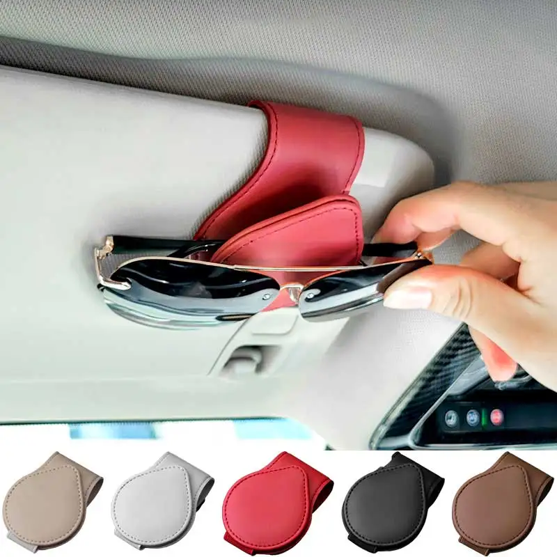 

Universal Car Eyeglass Holder Glasses Storage Clip Auto Interior Organize Car Accessories Leather Sunglasses Spectacle Frame