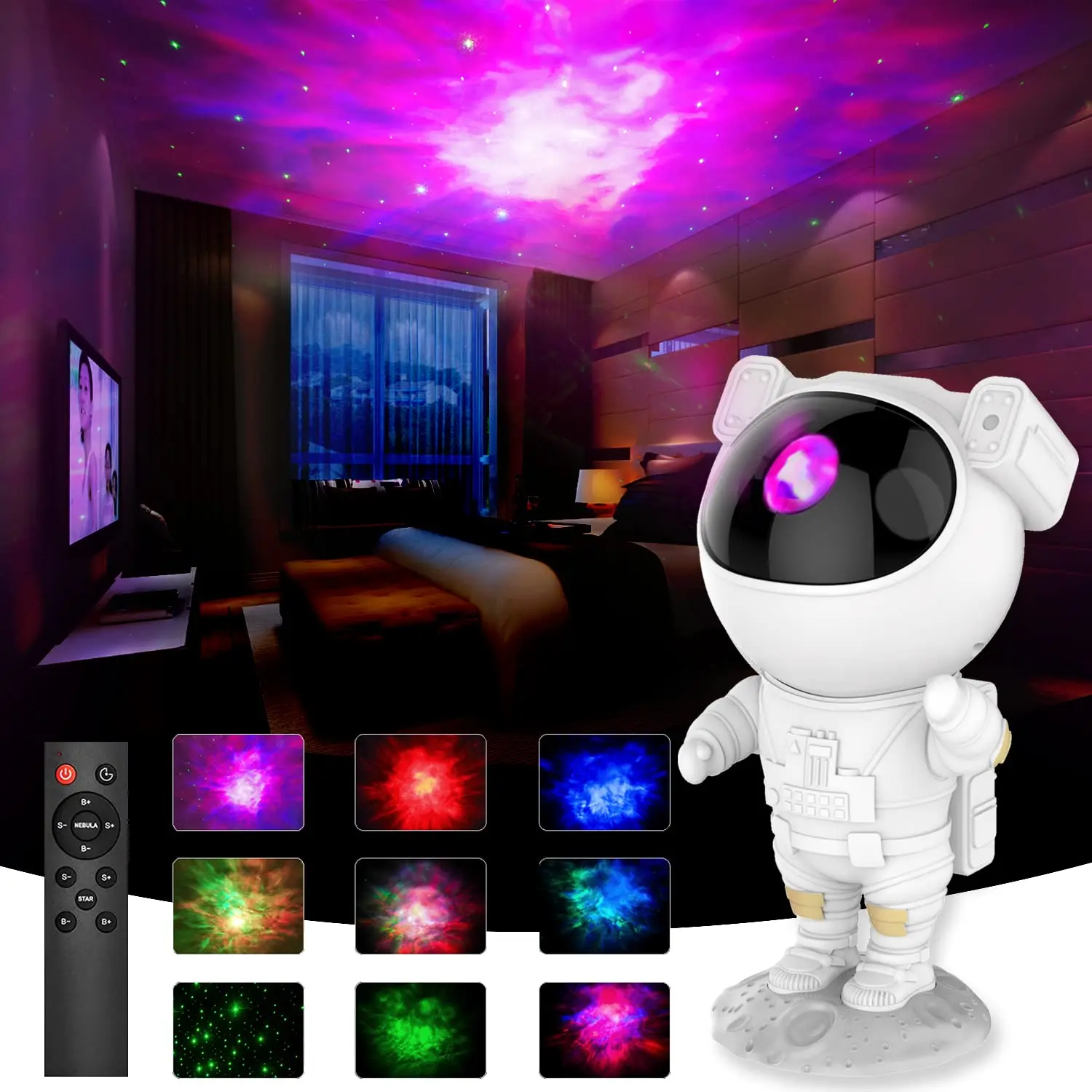 

Astronaut Projector Night Light Spaceman Ornament 360° Adjustable Galaxy Projector Star Atmosphere Lamp For Bedroom Room Decor