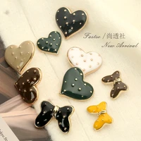 6pcs cute heart love clothes buttons for girly bow clothing sewing decorative sweater metal fashion coat button accessories dots