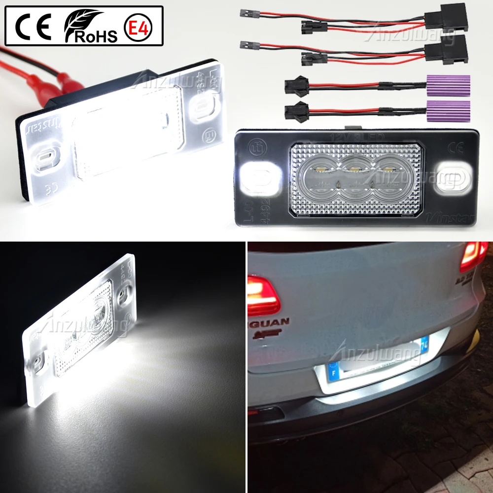 

2x White 18SMD 12V LED License Plate Lights Lamp for Porsche Cayenne 955 957 for VW Golf 5 Passat B5.5 5D Touareg Tiguan