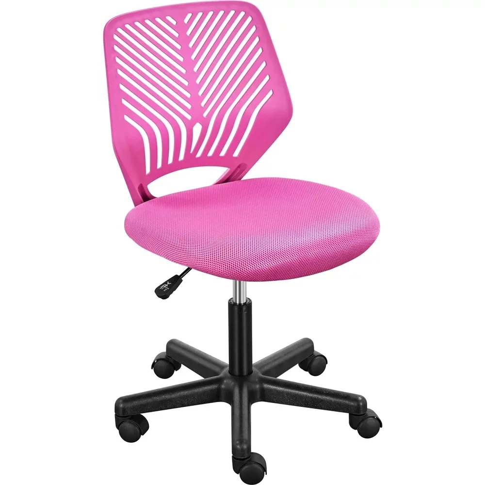 

SMILE MART Adjustable Armless Mid Back Office Chair, Rose Red