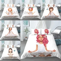 23pcs yoga girls printed duvet cover with pillow case king queen size bedding set polyester comforter bedding sets for child