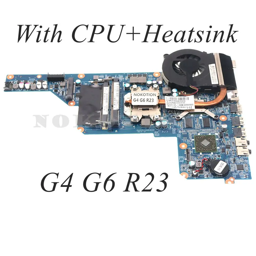 Материнская плата для ноутбука HP Pavilion G4 G6 G7 HD 6470 DDR3 G7-1000 649950-001 DA0R23MB6D1 R23 с процессором + радиатором Материнская плата для ноутбука HP Pavilion G4 G6 G7 HD 6470 DDR3 G7-1000 649950-001 DA0R23MB6D1 R23 с процессором + радиатором