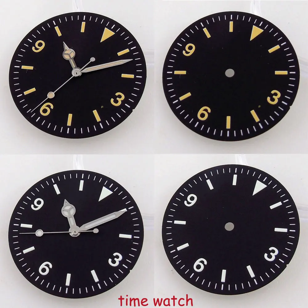 

29mm Black Watch Dial Faces+Hands Fit For NH35 NH36 ETA 2824 2836 PT5000 ST2130 Miyota8215 821A DG2813 ST1612 Luminous