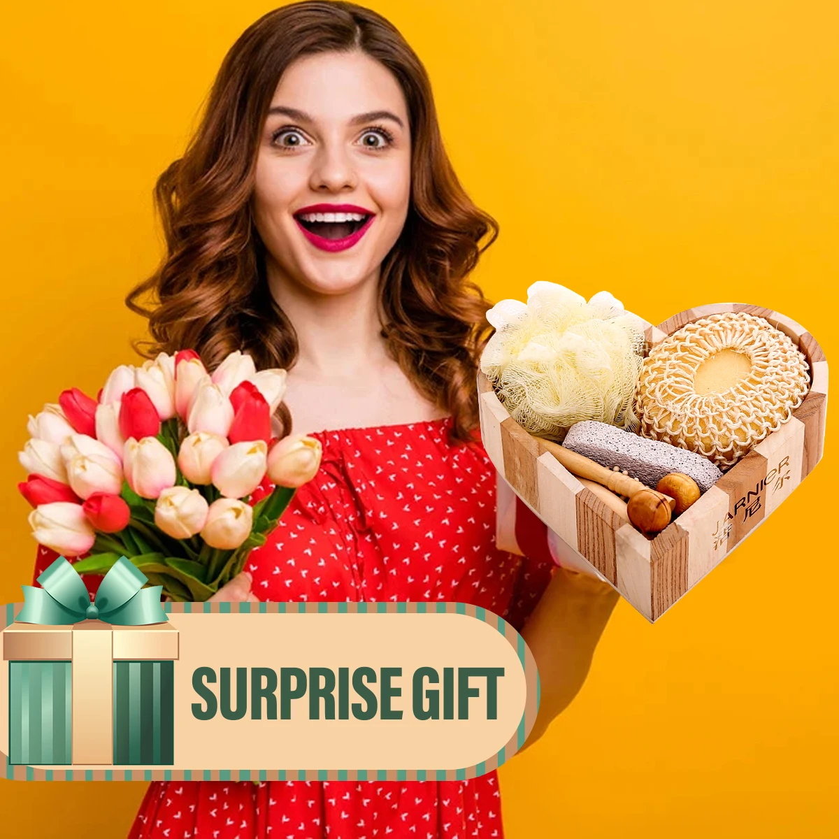 Подарочный набор из 6 предметов для ванны спа душа деревянный массажа лица