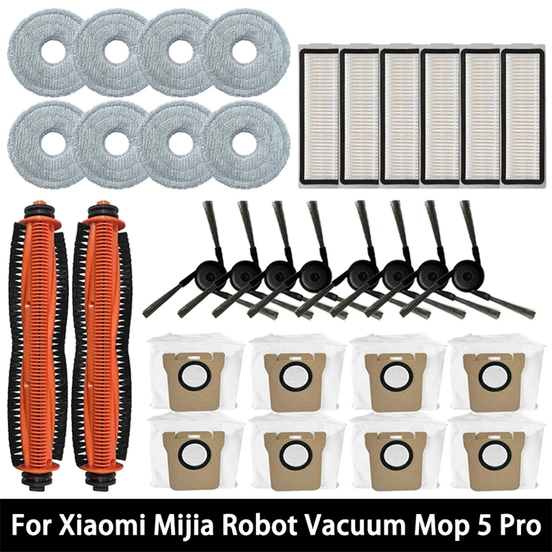 Фото Для робота-пылесоса Xiaomi Mijia, швабра 5 Pro, запасные части, расходные материалы, основная боковая щетка, фильтр Hepa, швабра, тканевый мешок для пыли, аксессуары №1