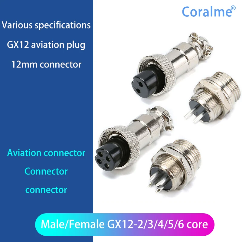 

12mm Aviation Plug Socket GX12-2/3/4/5/6P Core Male Female Head Connector Connector GX12 Aviation Plug Socket Connector Connecto