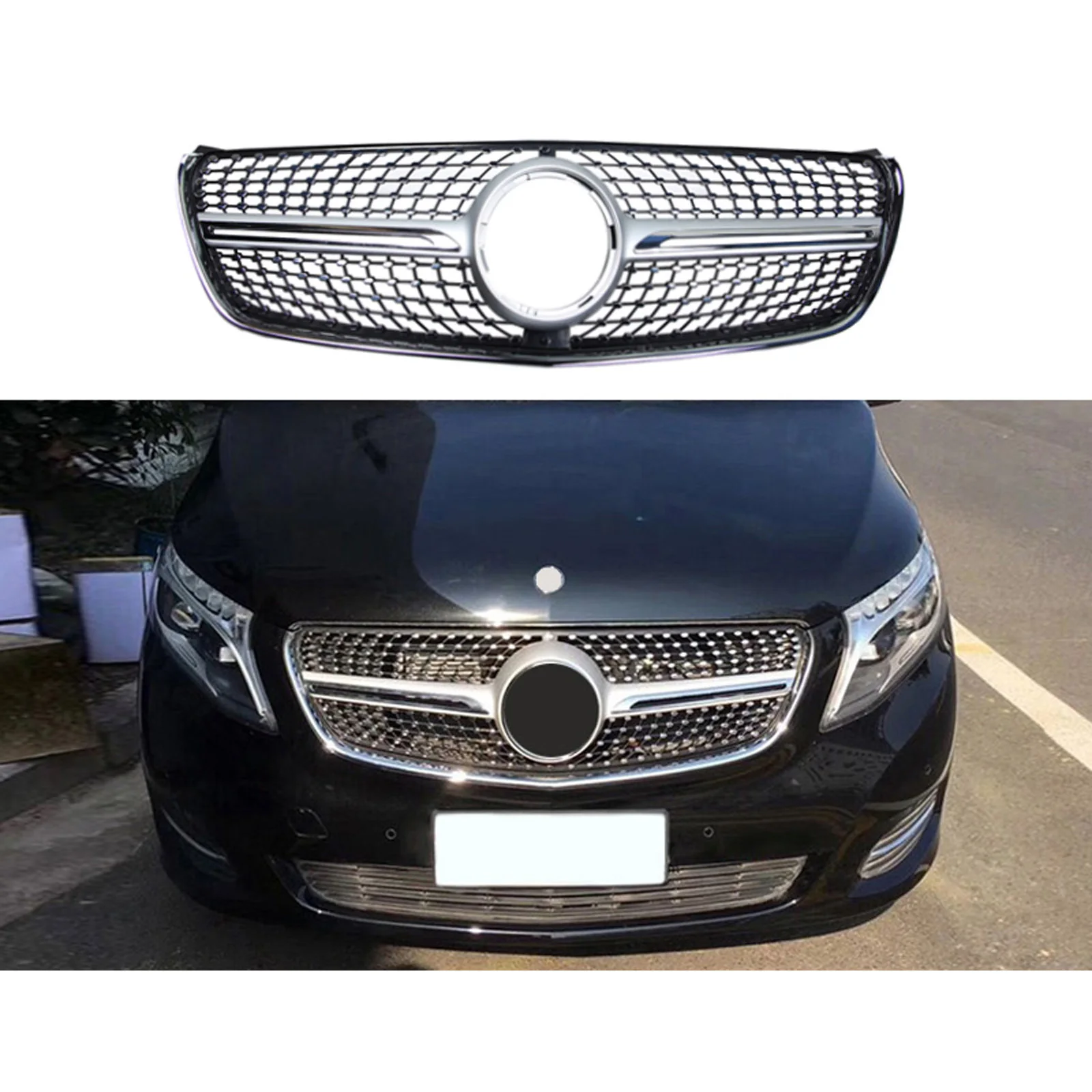 

Передняя решетка в алмазном стиле подходит для Mercedes-Benz W447 VITO 2016-2020